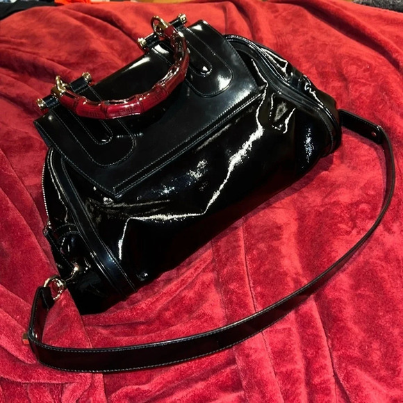 ❤️🥂Host Pick🎉❤️ Gucci Dialux coated  Canvas Pop Bamboo Top handle Satchel bag - Picture 10 of 16